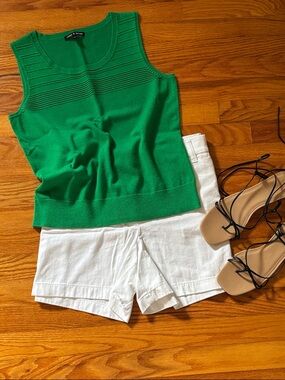 Green Sleeveless Sweater Knit Top